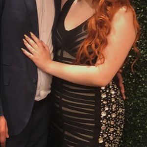 Beautiful stretch black nude crystals